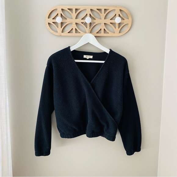 Madewell V-Neck Long Sleeve Sweater Black Sz Small - Picture 1 of 9